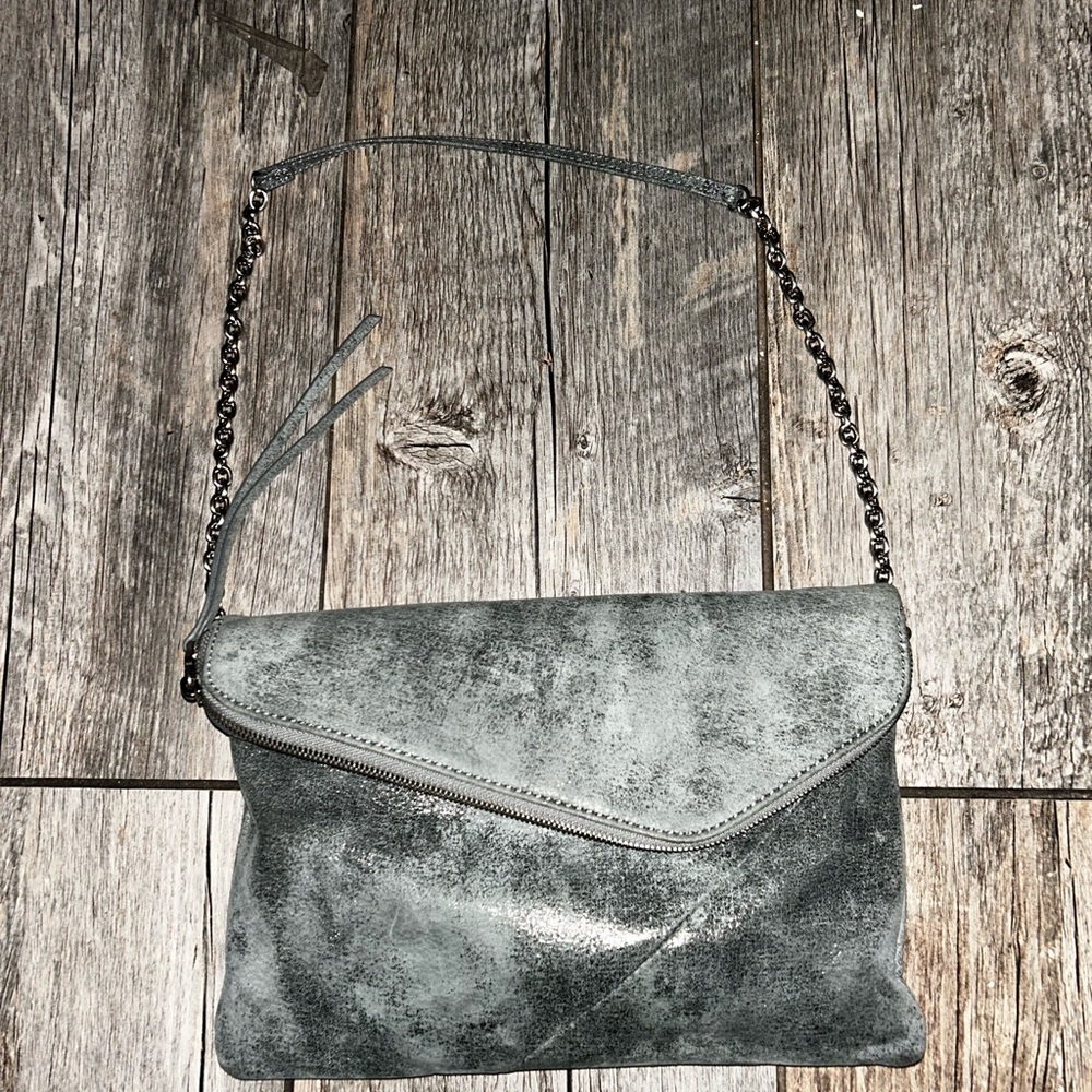 HOBO Gray Crossbody Bag with Asymmetrical Flap